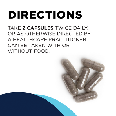 CellCore Biosciences KL Support capsules dosage directions with six gray capsules on a white background
