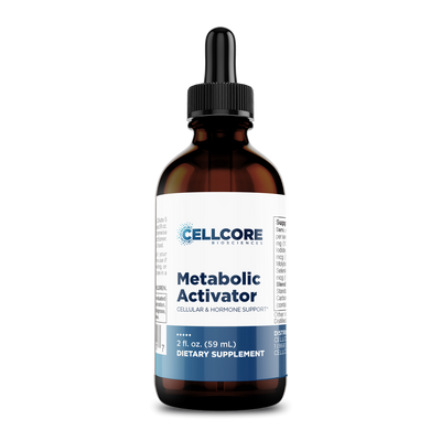 CellCore Biosciences Metabolic Activator 2 oz brown glass dropper bottle with white and blue front label