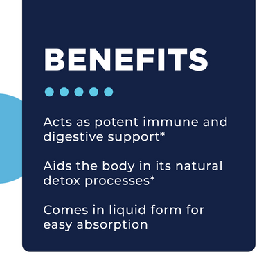 CellCore Biosciences Para 3 2 oz benefits graphic highlighting immune, digestive, and detox support in liquid form