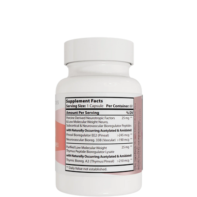 Integrative Peptides PinealPeptide 60 Capsules bottle showing detailed Supplement Facts label on the back
