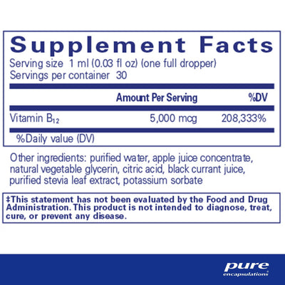 Pure Encapsulations B12 5000 Liquid 5,000 mcg – High-Potency B12 Liquid, 30 mL