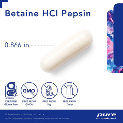 Pure Encapsulations Betaine HCl Pepsin – Stomach Acid and Protein Digestion, 250 Capsules