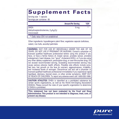 Pure Encapsulations DHEA 5 mg – Adrenal Hormone Support, 60 Capsules