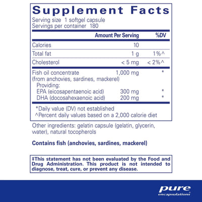 Pure Encapsulations EPA/DHA Essentials – Cardiovascular and Cognitive Support, 180 Capsules