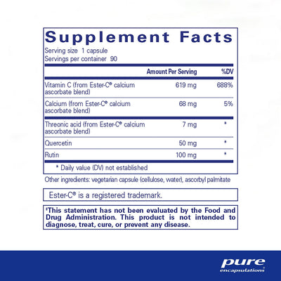 Pure Encapsulations Ester-C & Flavonoids – Buffered Vitamin C Complex, 90 Capsules