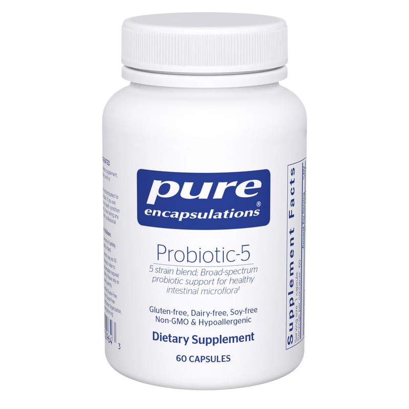 Pure Encapsulations Probiotic-5 Dairy-Free 10 Billion CFU – Daily Gut Flora Support, 60 Capsules