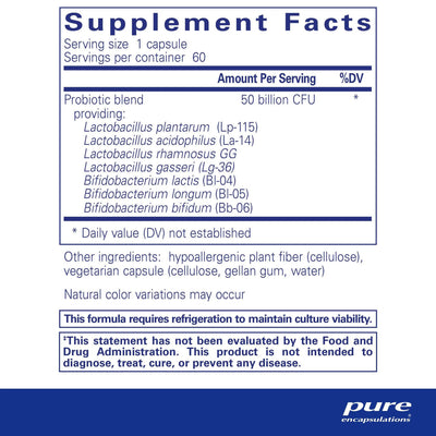 Pure Encapsulations Probiotic 50B 50 Billion CFU – High-Potency Probiotic Formula, 60 Capsules