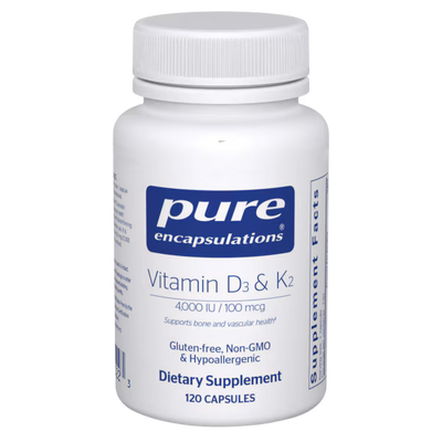 Pure Encapsulations Vitamin D3 with K2 – Bone and Cardiovascular Health, 120 Capsules