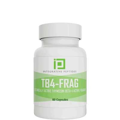 Integrative Peptides TB4-Frag 60 capsules bottle front with green and white label on white plastic container