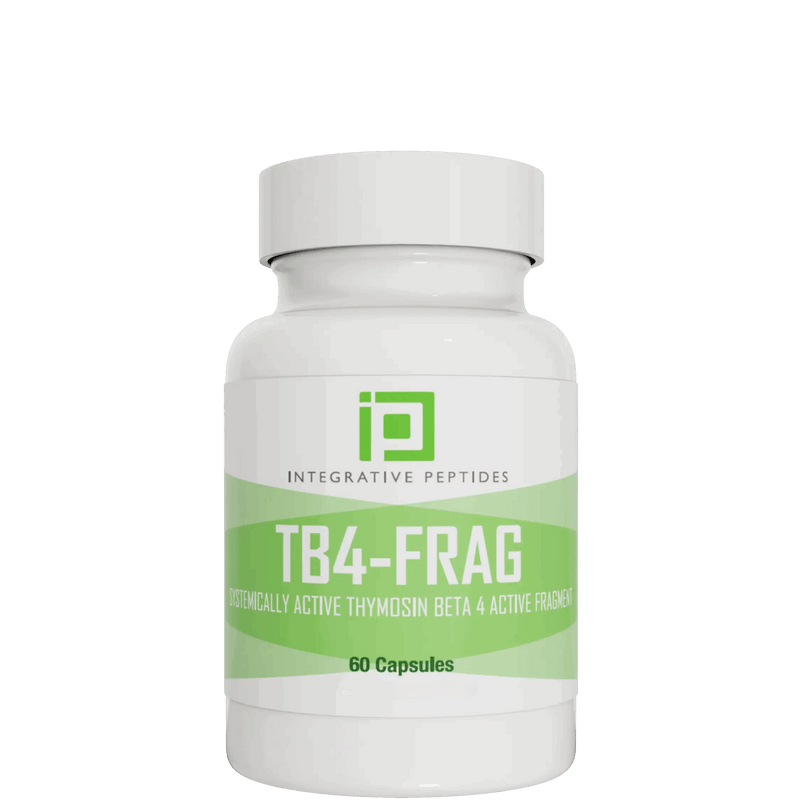 Integrative Peptides TB4-Frag 60 capsules bottle front with green and white label on white plastic container