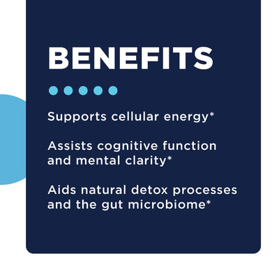CellCore Biosciences CT-Minerals benefits graphic highlighting energy, cognitive support, detox, and gut microbiome support
