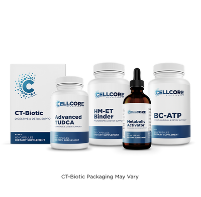 CellCore Biosciences Phase 4B Systemic Detox kit with CT-Biotic, Advanced TUDCA, HM-ET Binder, BC-ATP bottles and Metabolic Activator dropper