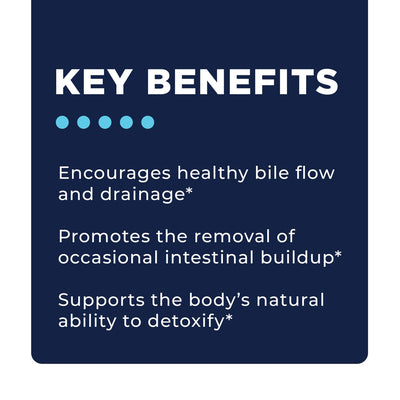 CellCore Phase 2: Gut & Immune Support graphic listing key benefits for bile flow, intestinal buildup, and detox support