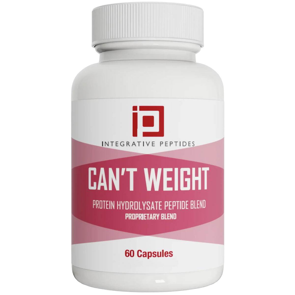 Integrative Peptides Can’t Weight 60 Capsules bottle front with white container and pink label design