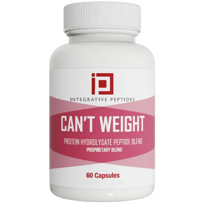 Integrative Peptides Can’t Weight 60 Capsules bottle front with white container and pink label design