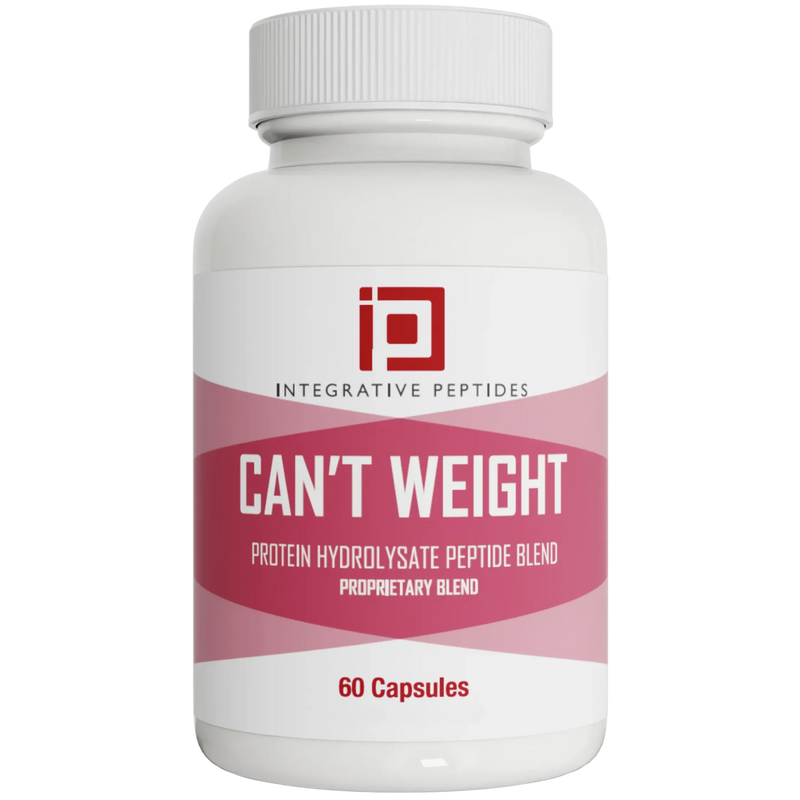 Integrative Peptides Can’t Weight 60 Capsules bottle front with white container and pink label design