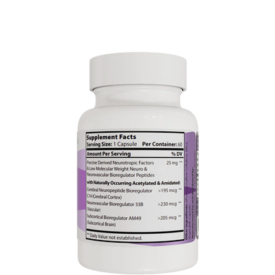 Integrative Peptides CogniPep 60 Capsules bottle showing Supplement Facts label and ingredient details on the back.