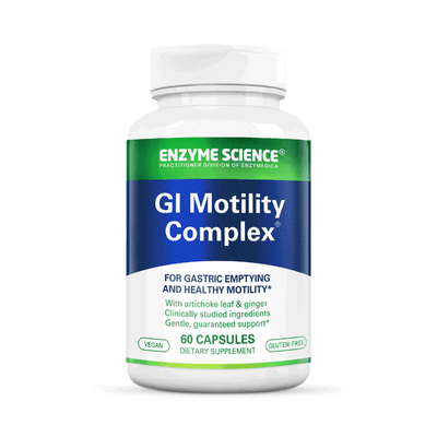 Enzyme Science GI Motility Complex 60 Capsules bottle front with blue, green and white label for digestive support