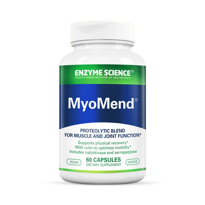 Enzyme Science MyoMend 60 Capsules bottle front, blue and white label for muscle and joint function supplement