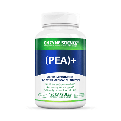 Enzyme Science (PEA)+ 120 Capsules bottle front with blue, green, and white label for nervous system support supplement