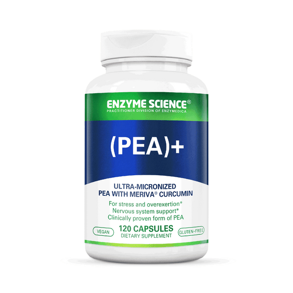 Enzyme Science (PEA)+ 120 Capsules bottle front with blue, green, and white label for nervous system support supplement
