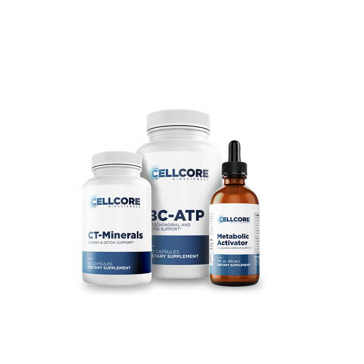 CellCore Biosciences Energy Boost Support Bundle with CT-Minerals, BC-ATP capsules, and Metabolic Activator dropper bottle