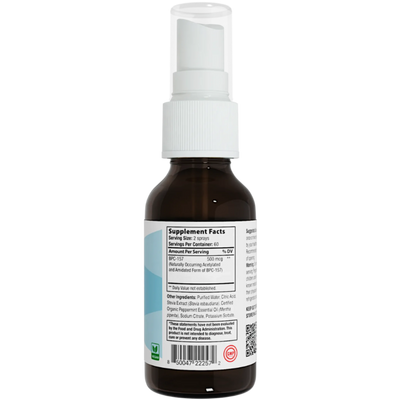 Integrative Peptides BPC-157 D-Ribose Free Oral Spray 0.85 oz bottle showing back label with Supplement Facts panel