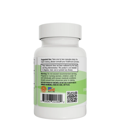 Integrative Peptides TB4-Frag 60 Capsules bottle back label with usage directions, warnings, barcode and QR code visible