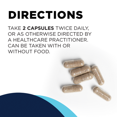 CellCore Biosciences IFC 120 Capsules directions text with beige capsules on a white background