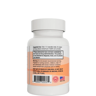 Integrative Peptides KPV 60 capsules bottle back label with usage directions, warnings, barcode, GMP and Made in USA icons