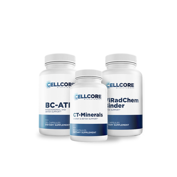 CellCore Biosciences Maintenance Support Bundle bottles, white with blue labels, 120-60-120 capsule dietary supplements