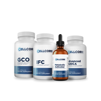CellCore Biosciences Metabolic Support Bundle with GCO, IFC, Advanced TUDCA capsules and Metabolic Activator dropper bottle