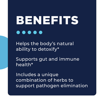 CellCore Biosciences Para 2 benefits graphic highlighting detox, gut and immune support, and herbal pathogen support