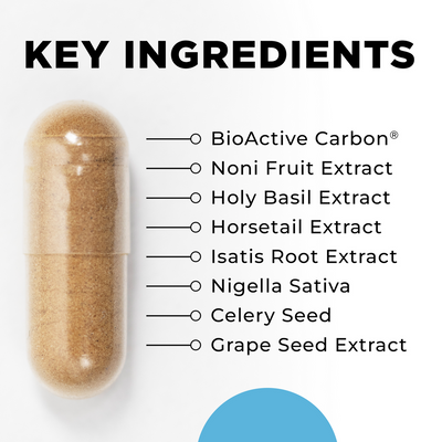 CellCore Biosciences Para 4 capsule with key ingredients list including BioActive Carbon and herbal extracts