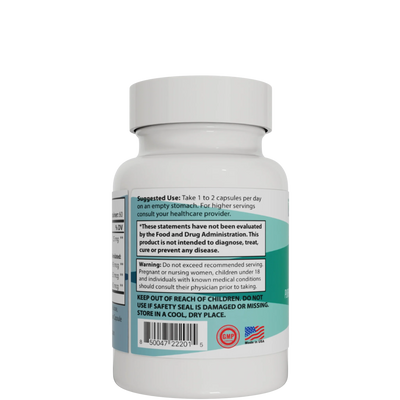 Integrative Peptides ThyroPeP 30 Capsules bottle back label showing usage directions, warnings, barcode, and quality seals