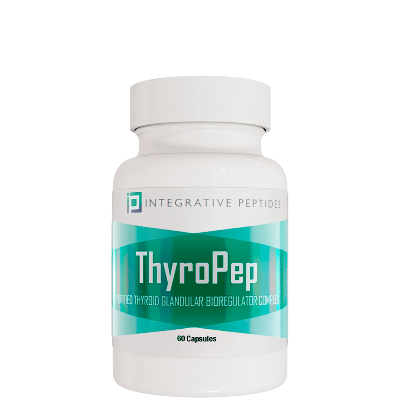 Integrative Peptides ThyroPep 60 Capsules bottle with teal and white front label displayed upright