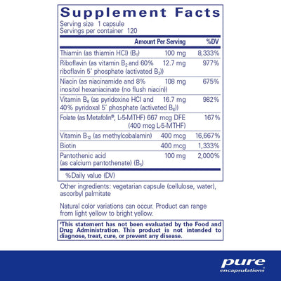 Pure Encapsulations B-Complex Plus – Activated B-Complex Formula, 120 Capsules