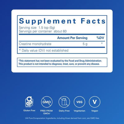Pure Encapsulations Creatine 5 g – Muscle Strength Support, 11.1 oz