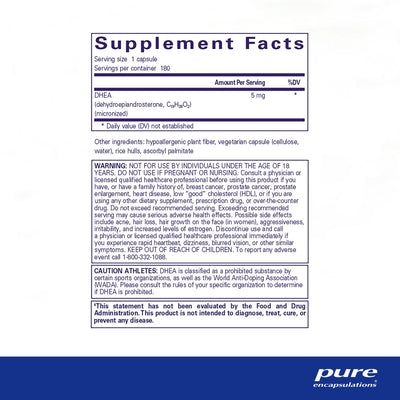 Pure Encapsulations DHEA 5 mg – Micronized Hormone Balance Support, 180 Capsules