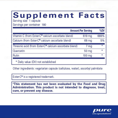 Pure Encapsulations Ester-C & Flavonoids – Buffered Vitamin C Complex, 180 Capsules
