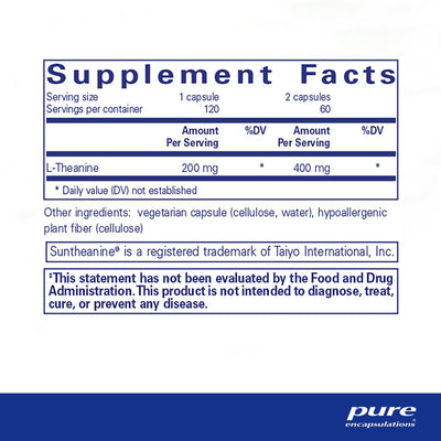 Pure Encapsulations L-Theanine – Relaxation & Focus Support, 120 Capsules