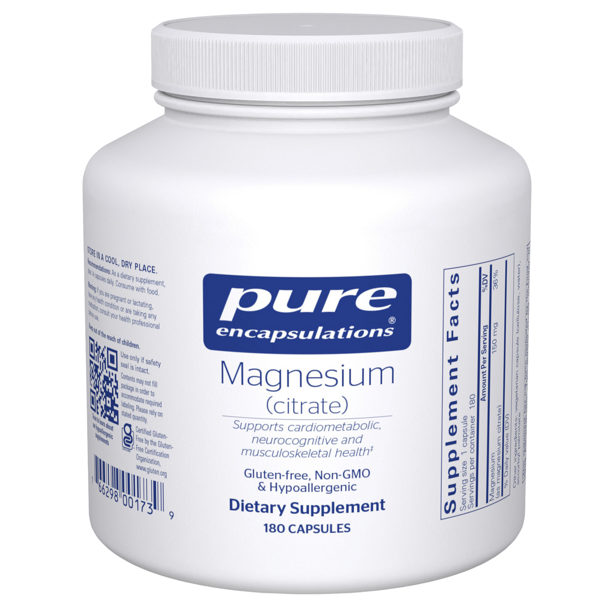 Pure Encapsulations Magnesium Citrate 150 mg – Highly Absorbable Magnesium, 180 Capsules