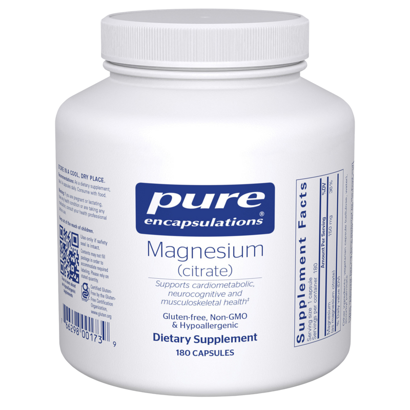 Pure Encapsulations Magnesium Citrate 150 mg – Highly Absorbable Magnesium, 180 Capsules