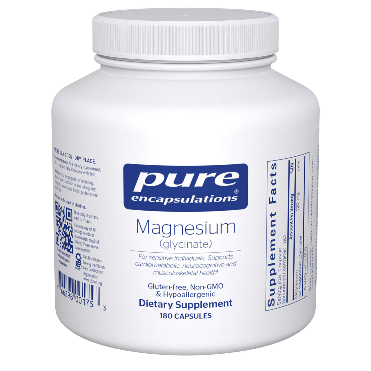 Pure Encapsulations Magnesium Glycinate 120 mg – Highly Absorbable Magnesium, 180 Capsules