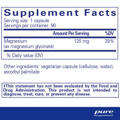 Pure Encapsulations Magnesium Glycinate 120 mg – Gentle Magnesium Mineral, 90 Capsules
