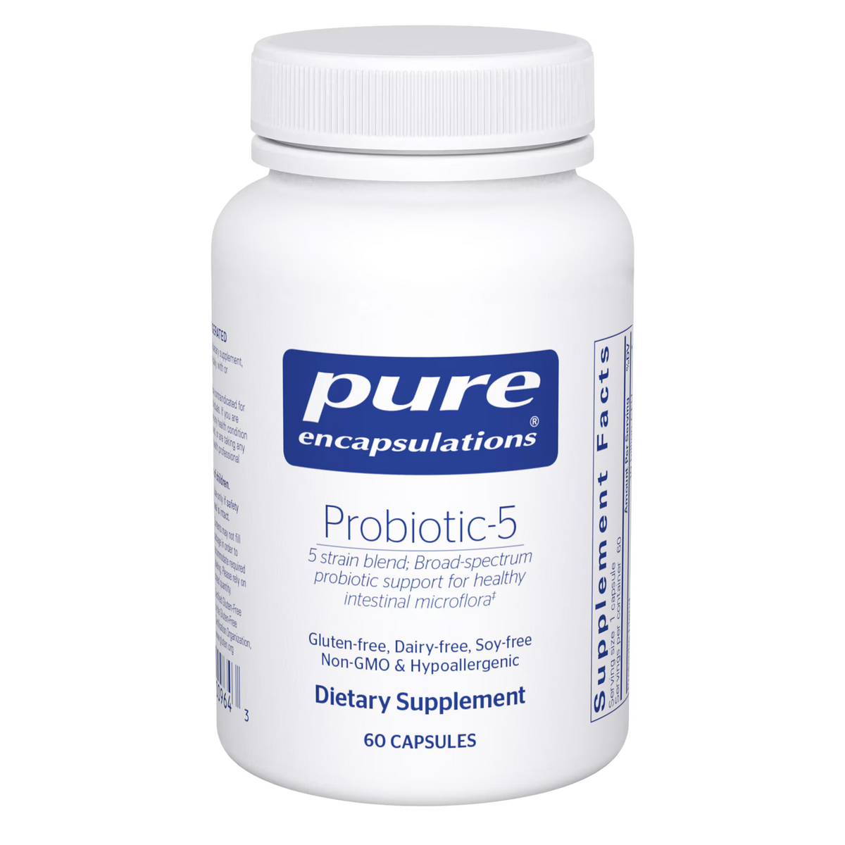 Pure Encapsulations Probiotic-5 Dairy-Free 10 Billion CFU – Daily Gut Flora Support, 60 Capsules