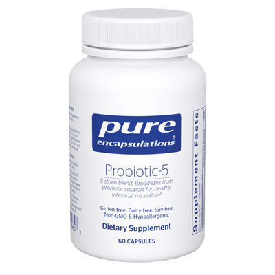 Pure Encapsulations Probiotic-5 Dairy-Free 10 Billion CFU – Daily Gut Flora Support, 60 Capsules