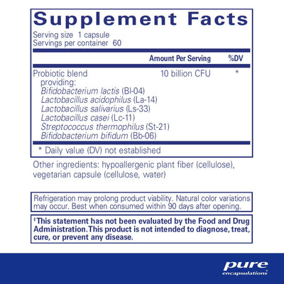 Pure Encapsulations Probiotic GI 10 Billion CFU – Targeted Gut Health Probiotic, 60 Capsules