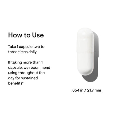 Thorne NAC (N-Acetylcysteine) white capsule close-up with usage directions and capsule size text on white background