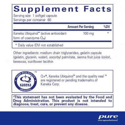Pure Encapsulations Ubiquinol-QH 100 mg – Active CoQ10 Ubiquinol, 60 Capsules